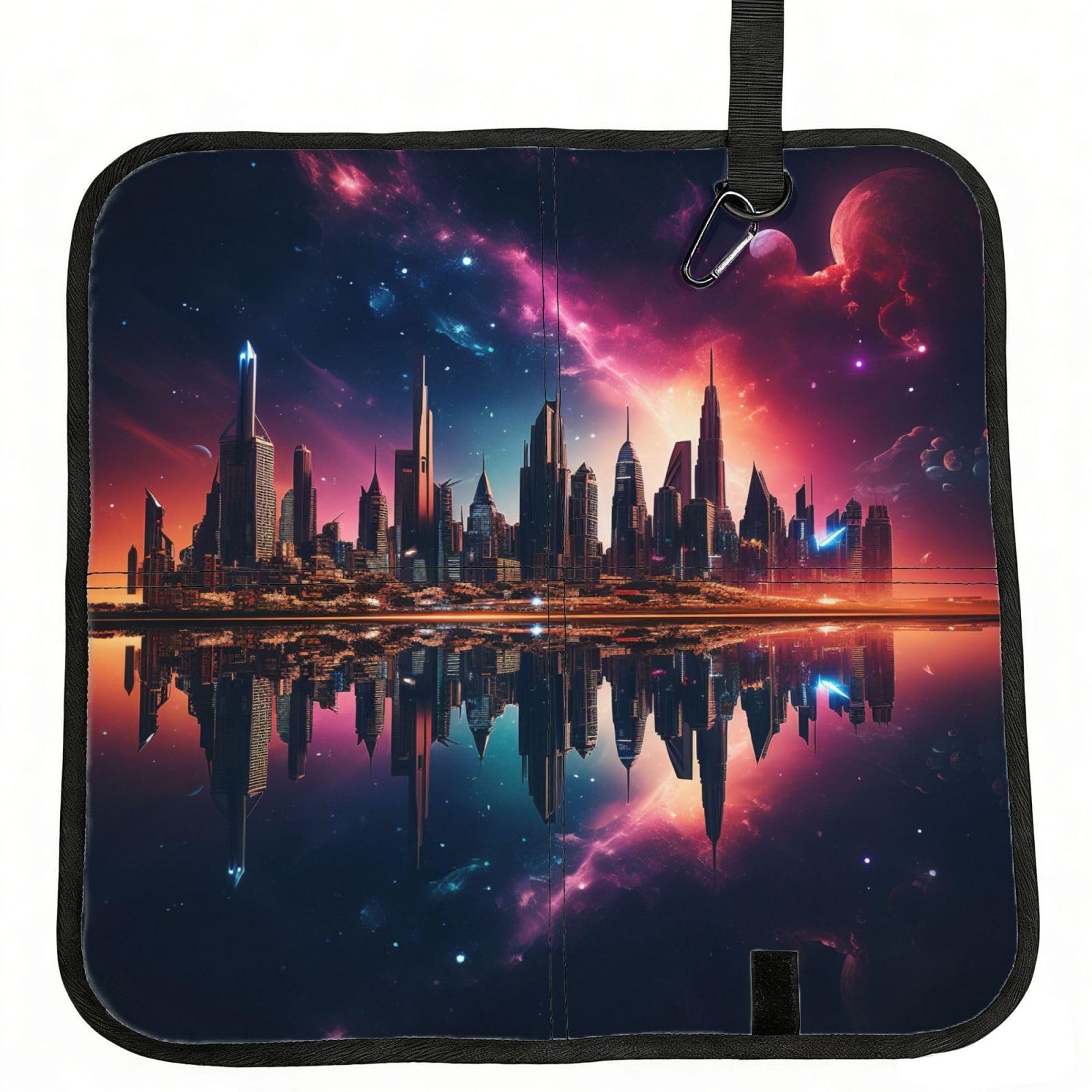 YGLHBDPBF Night Scenery Print Camping seat cushion,Foldable Sitting Pads,Save Backpack Space for Hiking