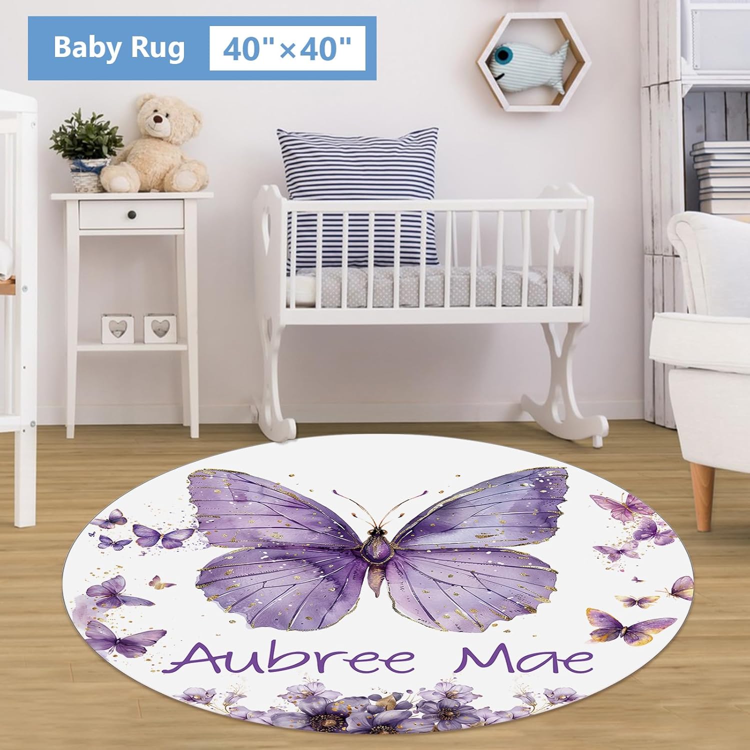 Custom Crib Bedding Set 5 Pcs for Baby Girls – Personalized Purple Butterfly Theme, Newborn Sleep Set, Nursery Decor, Toddler Room Essentials, Infant Sleep, Baby Room Accessories, Baby Gift