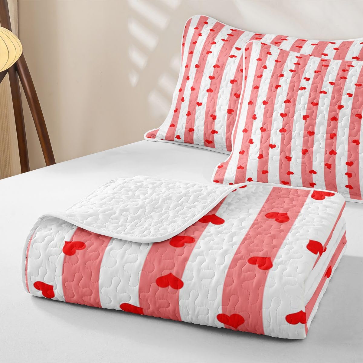 Homewish Set copripiumino singolo a righe rosse 2 pezzi