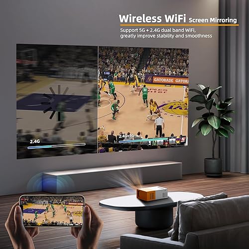 Miniatura 2 de PVO Proyector WiFi portátil Mini proyectores 1080P, la pantalla del teléfono se puede reflejar en un proyector de video a través de WiFi,