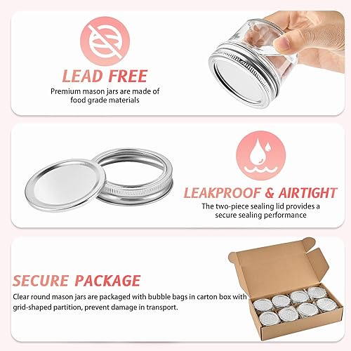 Miniatura 4 de TUZAZO Paquete de 8 tarros pequeños de vidrio de 4 onzas con tapas y etiquetas, tarros pequeños de vidrio para conservas de gelatina, especias,
