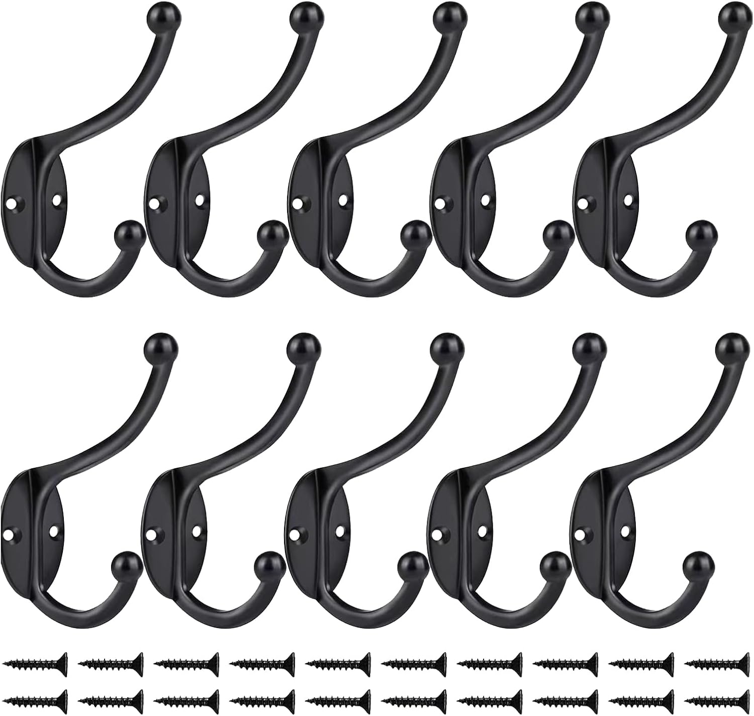 10 Pack Duty Dual Coat Hooks Wall Mounted Utility Metal
