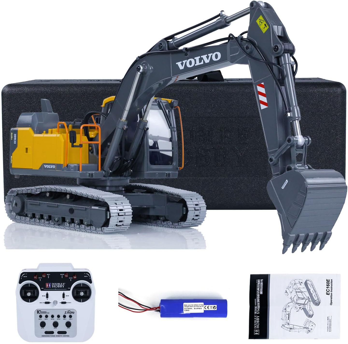 TOUCAN RC HOBBY 1:14 RC Excavator 2.4G RC Digger Double E E010 EC160E Full Alloy Metal Engineering Vehicle,US in Stock