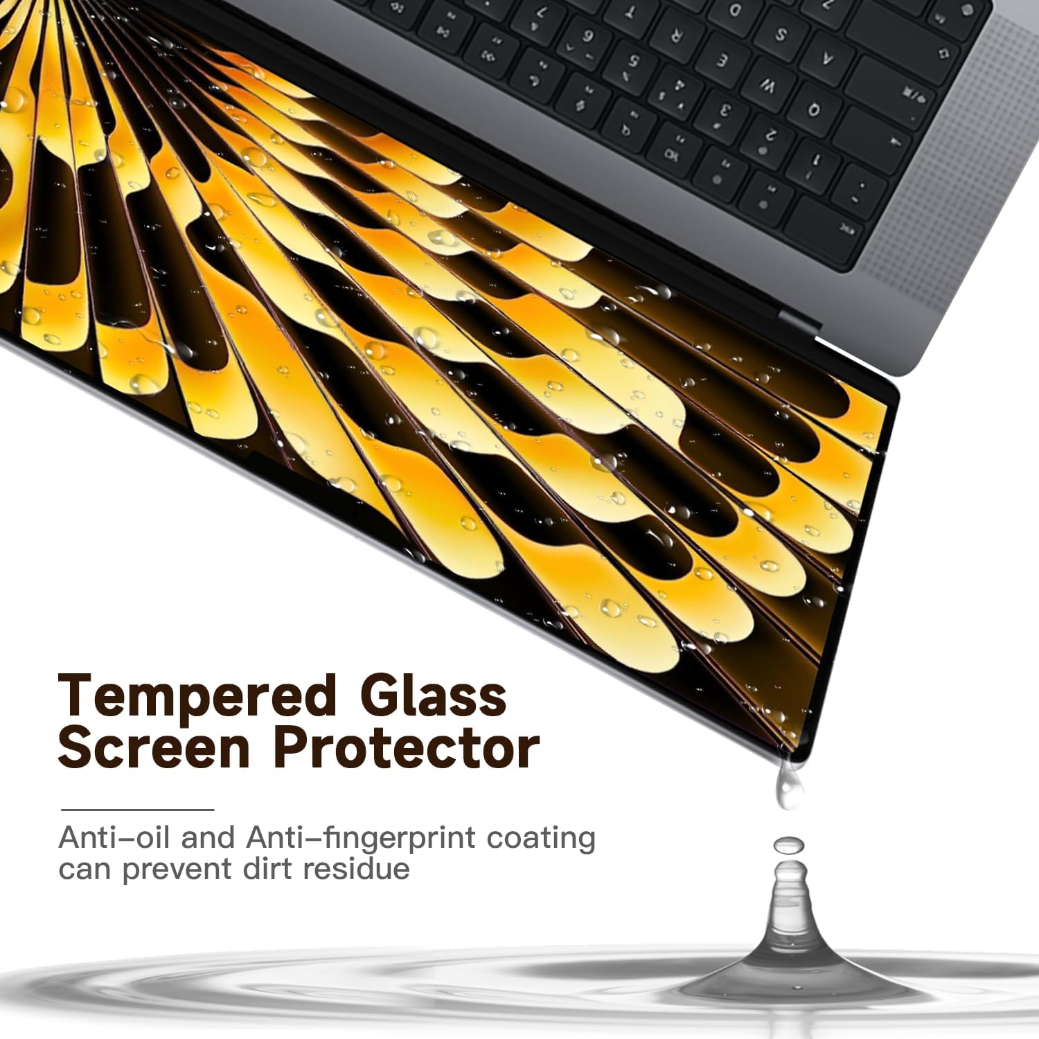 Removable Tempered Glass Screen Protector for 2023-2025 Apple Macbook Air 15.3 Inch M2/M3/M4 Chip, 9H Hardness, No Bubbles or Lines, Anti-Scratch, Anti-Fingerprint, Clear