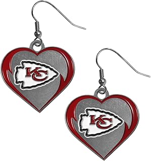 Siskiyou Sports NFL Kansas City Chiefs Womens Heart Dangle Earrings, Team Color, One Size
