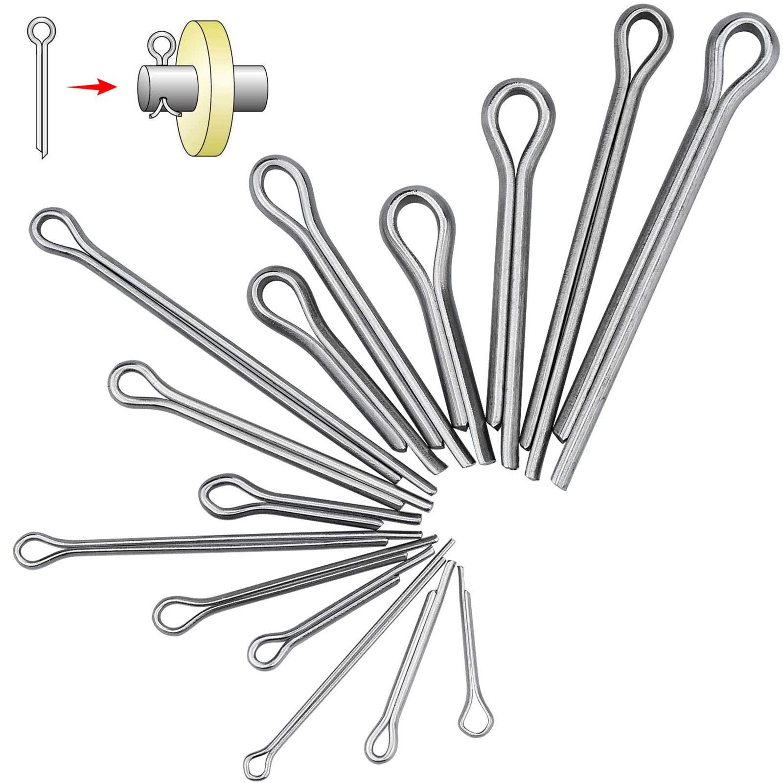230 Coppiglie In Acciaio Inox - Assortimento 6 Dimensioni Da M1 A M5 - Con Scatola Portaoggetti - Foto 2