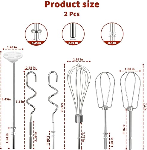 Miniatura 2 de KitchenAid KHM512 KHM6118 KHM7210 KHM926, incluye batidor turbo, batidor profesional, ganchos de masa, varilla de mezcla, juego de 6