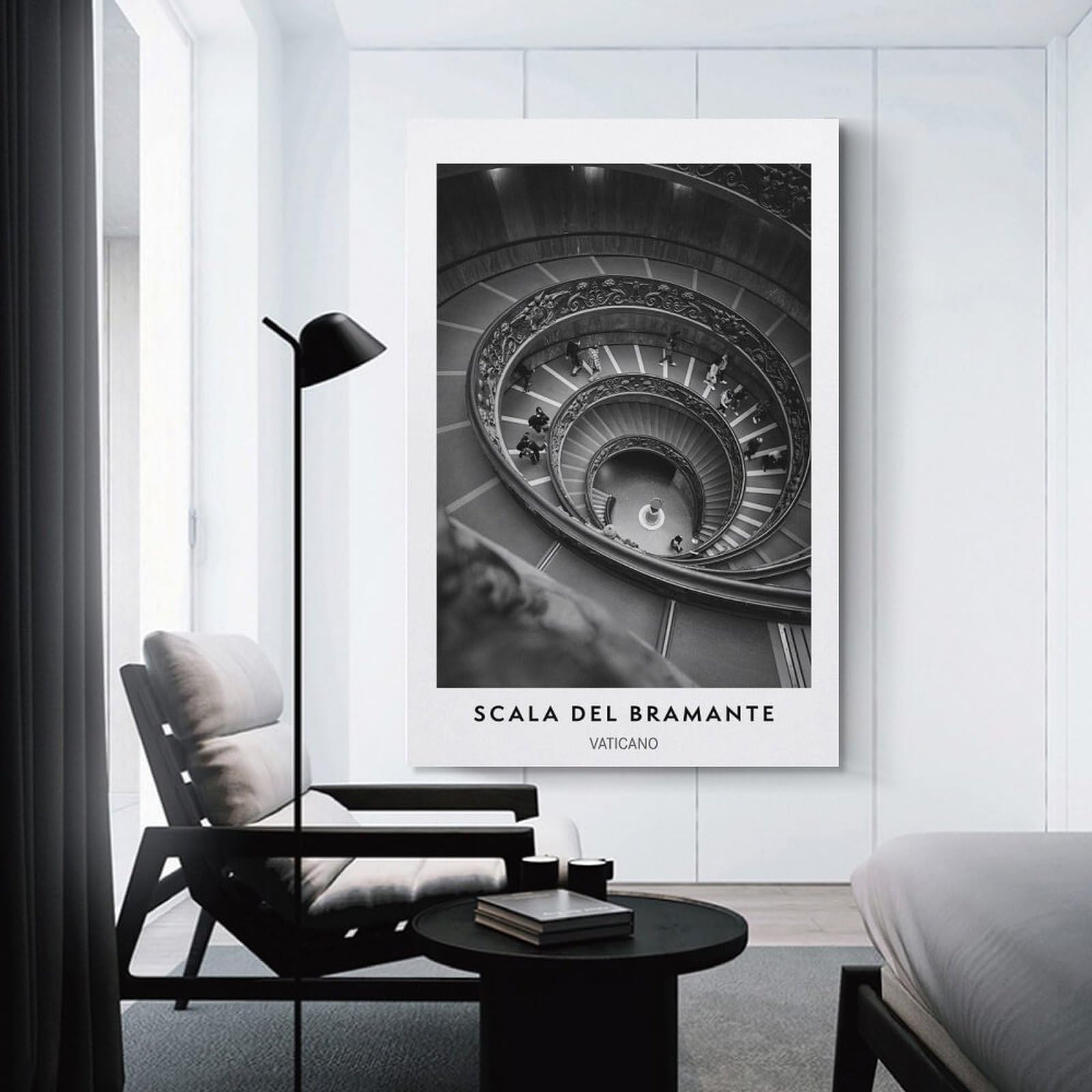 Junmoney Scala Del Bramante Decorative Wall Artwork 24x36inch(60x90cm), for New Homes, Bedrooms Or Workspaces, A Wall Art Gift for Fresh Interiors
