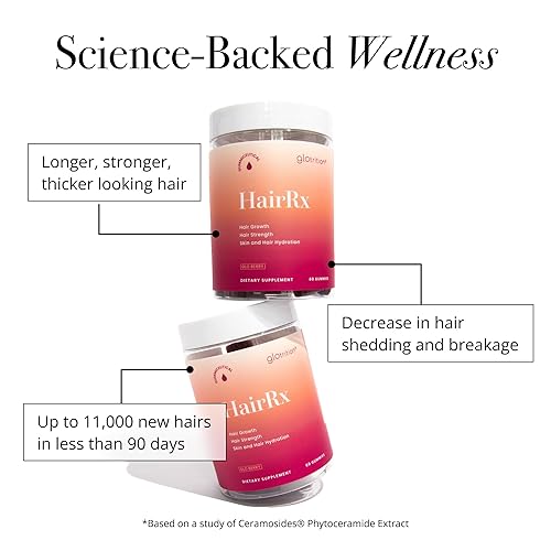 Miniatura 3 de Glotrition HairRx - Gomitas para el crecimiento del cabello para mujeres, potente masticable para el cabello para mujeres y vitaminas para el