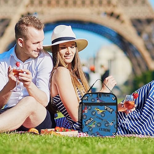 Miniatura 8 de LynaRei Lonchera para niños para la escuela, portátil, aislada, reutilizable, pequeña, hielera, motocross, coches, lonchera para hombres, trabajo,