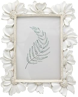 5x7 Vintage Picture Frame, Antique White Ornate Photo Frame, for Tableto...