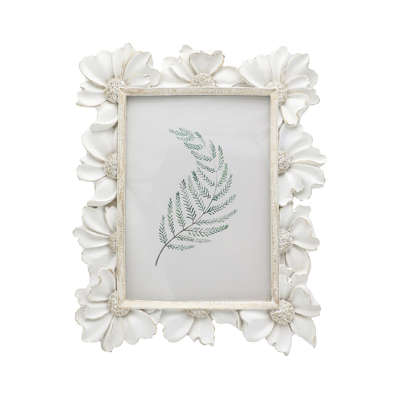 Photo 1 of YULINK 5x7 Vintage Picture Frame, Antique White Ornate Photo Frame, for Tabletop and Wall Display, Decorative Floral Design Retro Home Decor, Old Fashioned Photo Gallery Art