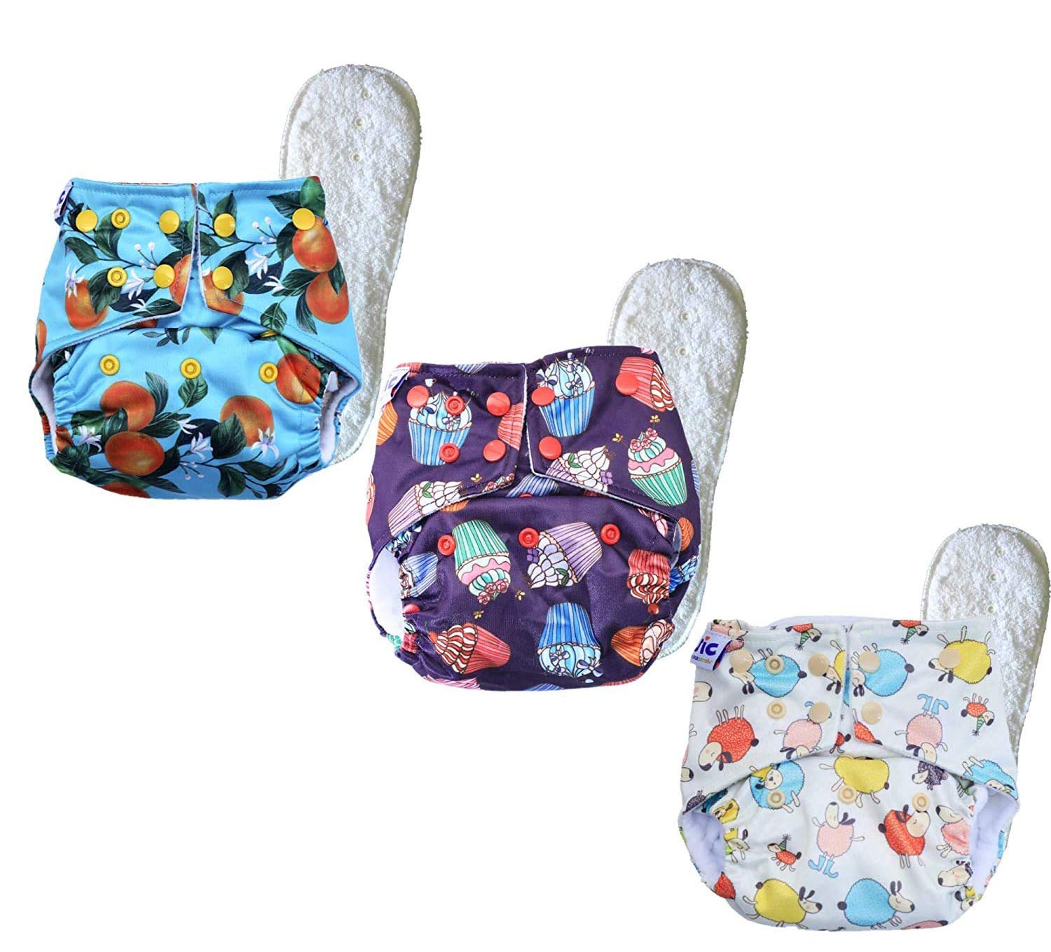 SuperBottoms BASIC Pack of 3 Side Leakage Proof Reusable Cloth Diaper with Quick Dry UltraThin pads|Freesize, Rash Free, washable Diapers for Kids 0-3 Yrs|Stay Dry & Lasts up to 3Hrs|3 Shell + 3 Pads - Assorted-picture-10