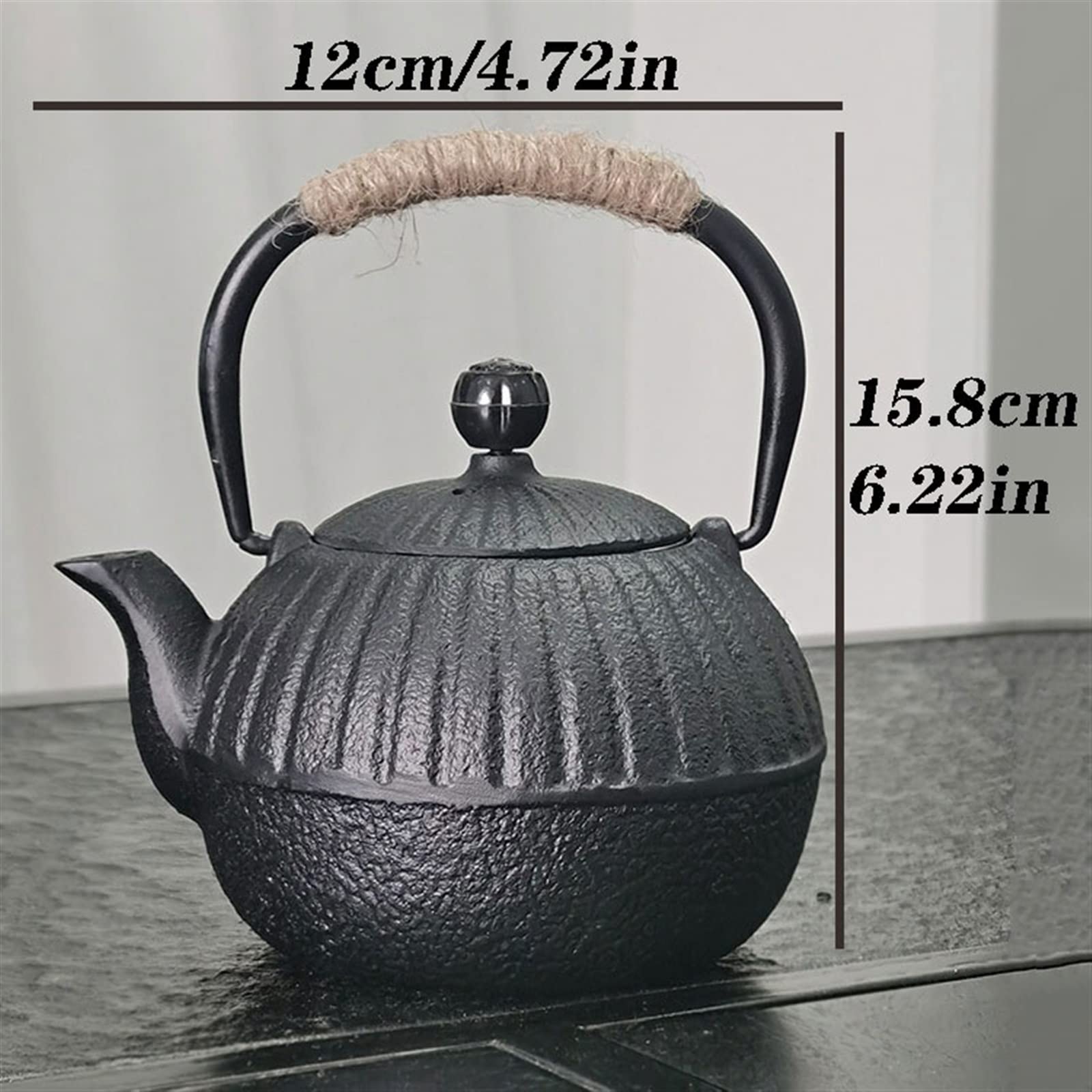 Teiera Classica 500ML Teiera in ghisa Teiera in Ferro Macchina per Il tè in Acqua bollente Teiera Nera Set da tè dal Design Semplice con Manico Bollitore per Il tè Tetera