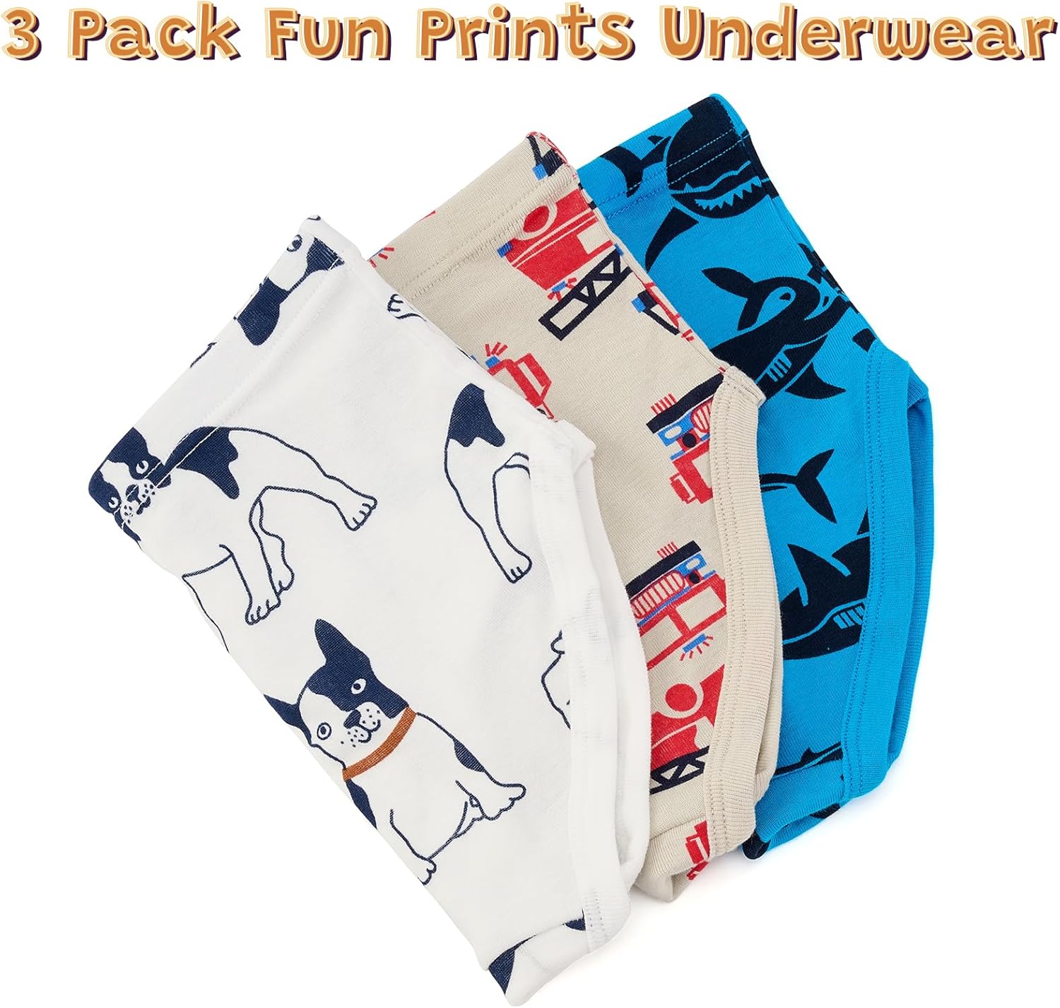 ANLUKE Boys Briefs Underwear 100% Cotton Soft Underwear for Toddler with Dinosaur Truck Ocean Patterns - Image 2