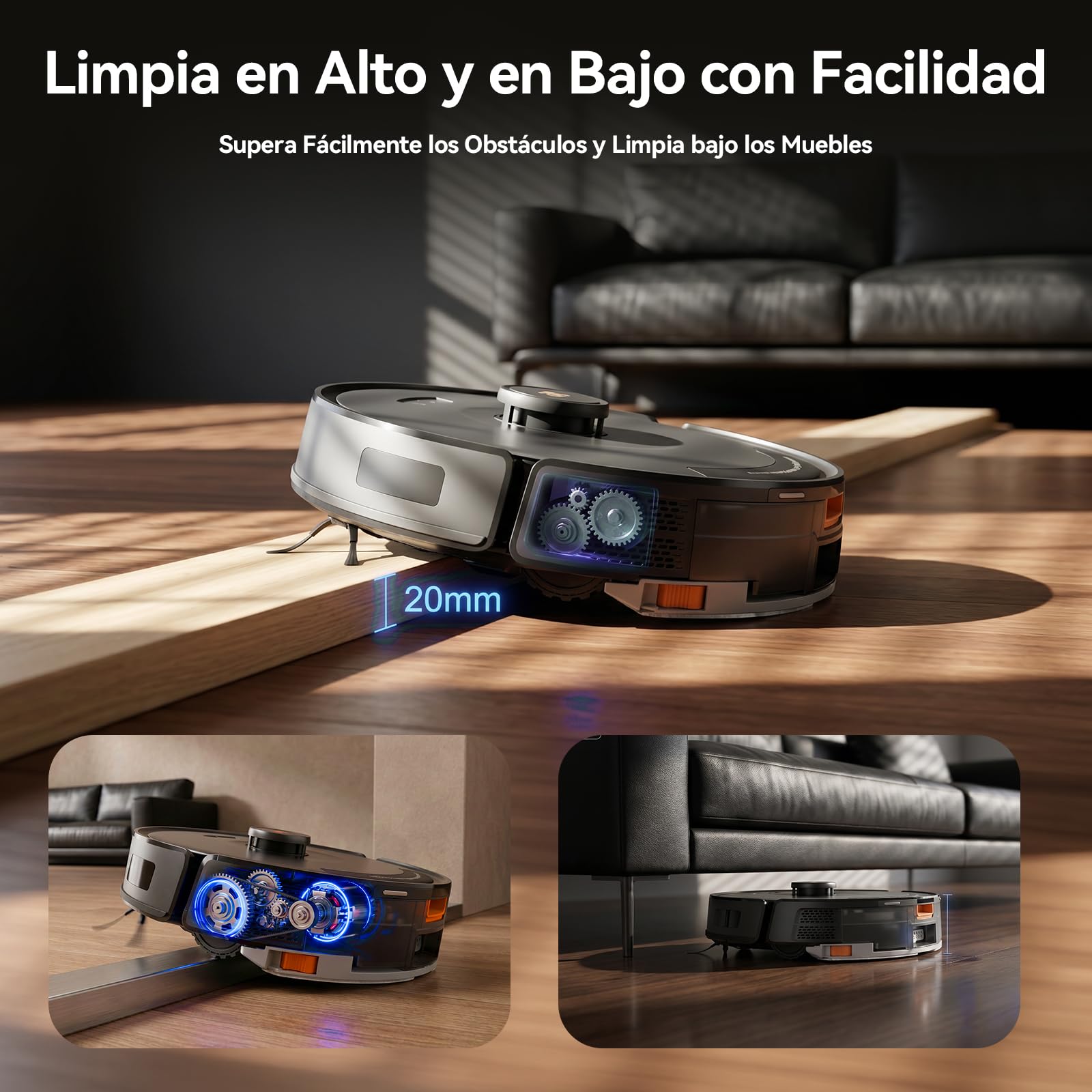 Redkey D8 Pro Robot Aspirador y Fregasuelos, 38000Pa Potente Succión con Estación de Succión 4L, Anti-Enredo de Pelos, Navegación LiDAR, Aspirador Robot 4-en-1 Aspira y Friega para Suelos, Alfombras