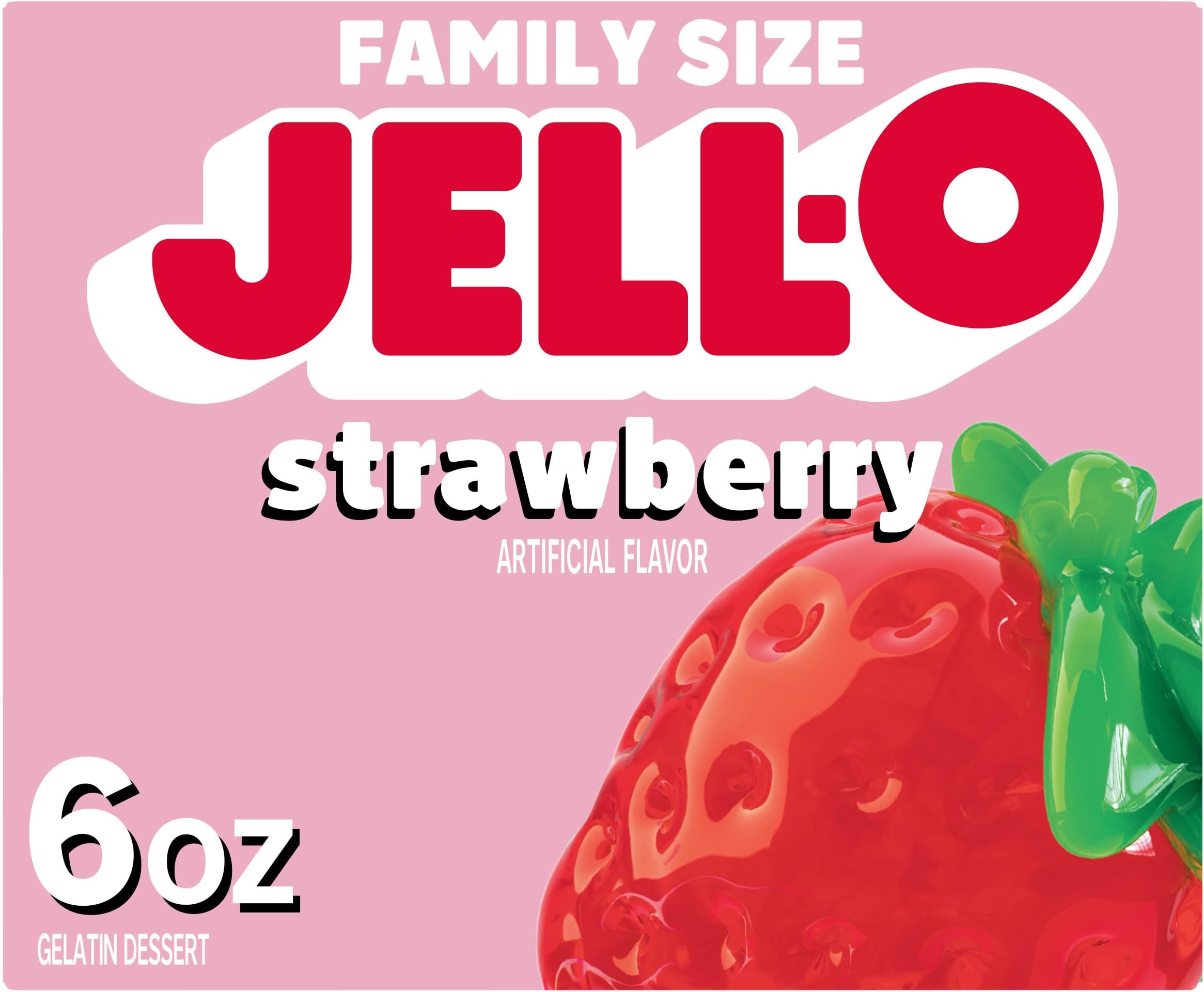 Strawberry Gelatin Dessert Mix, Family Size, 6 oz Box
