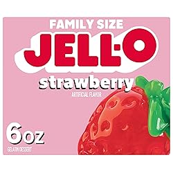 Jell-O Strawberry Gelatin Dessert Mix, Family Size, 6 oz Box