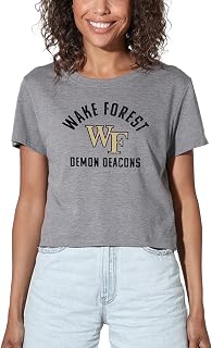 Official Collegiate Large Distressed Logo Women's Apparel Crop Top T-Shirt Collection, Athletic Heather