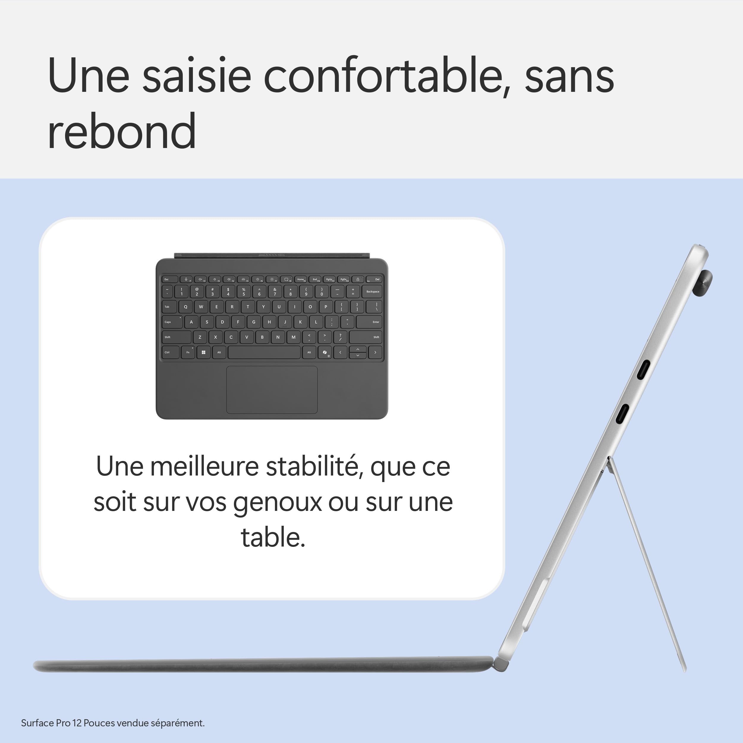 Clavier Microsoft Surface Pro 12'' | Ardoise | AZERTY | Compatible Surface Pro 12 pouces (1ère édition)