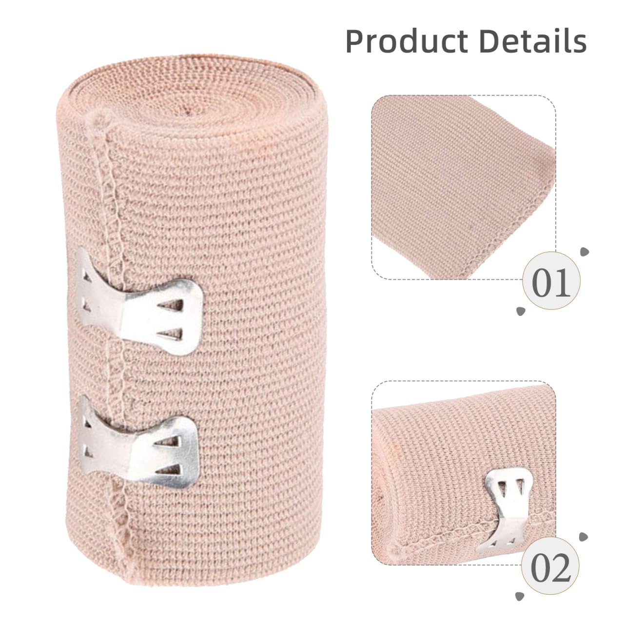 ROSENICE Vendas Médicas Elásticas 2.95X1.96 Pulgadas Rollo De Compresión 4 Piezas Con Clips Metálicos Extras Para Soporte De Brazo Tobillo Y Lesiones Deportivas
