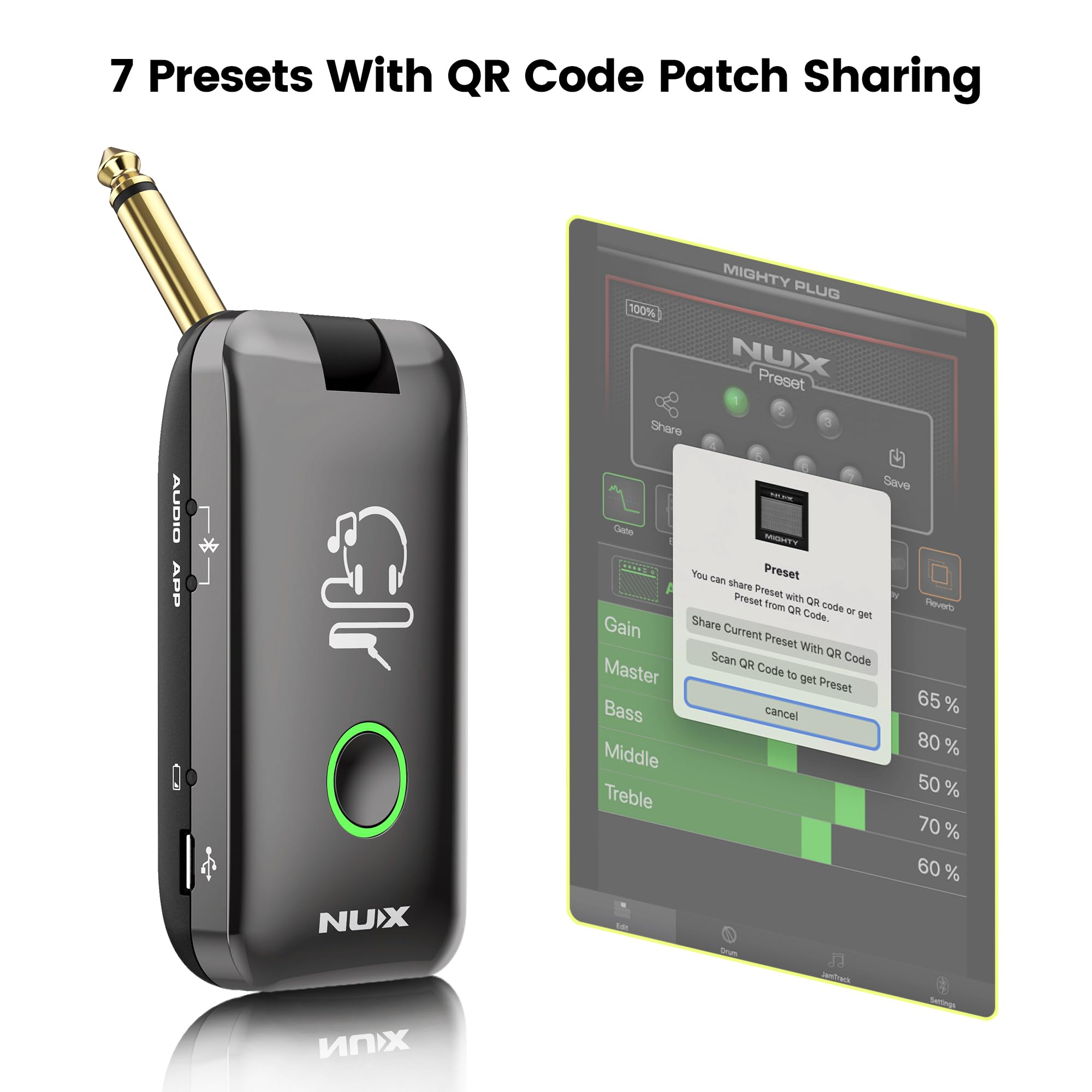 Nux NUX-MP2 MP2 Mighty Plug - Wireless amp and effect simulation w/headphone amp
