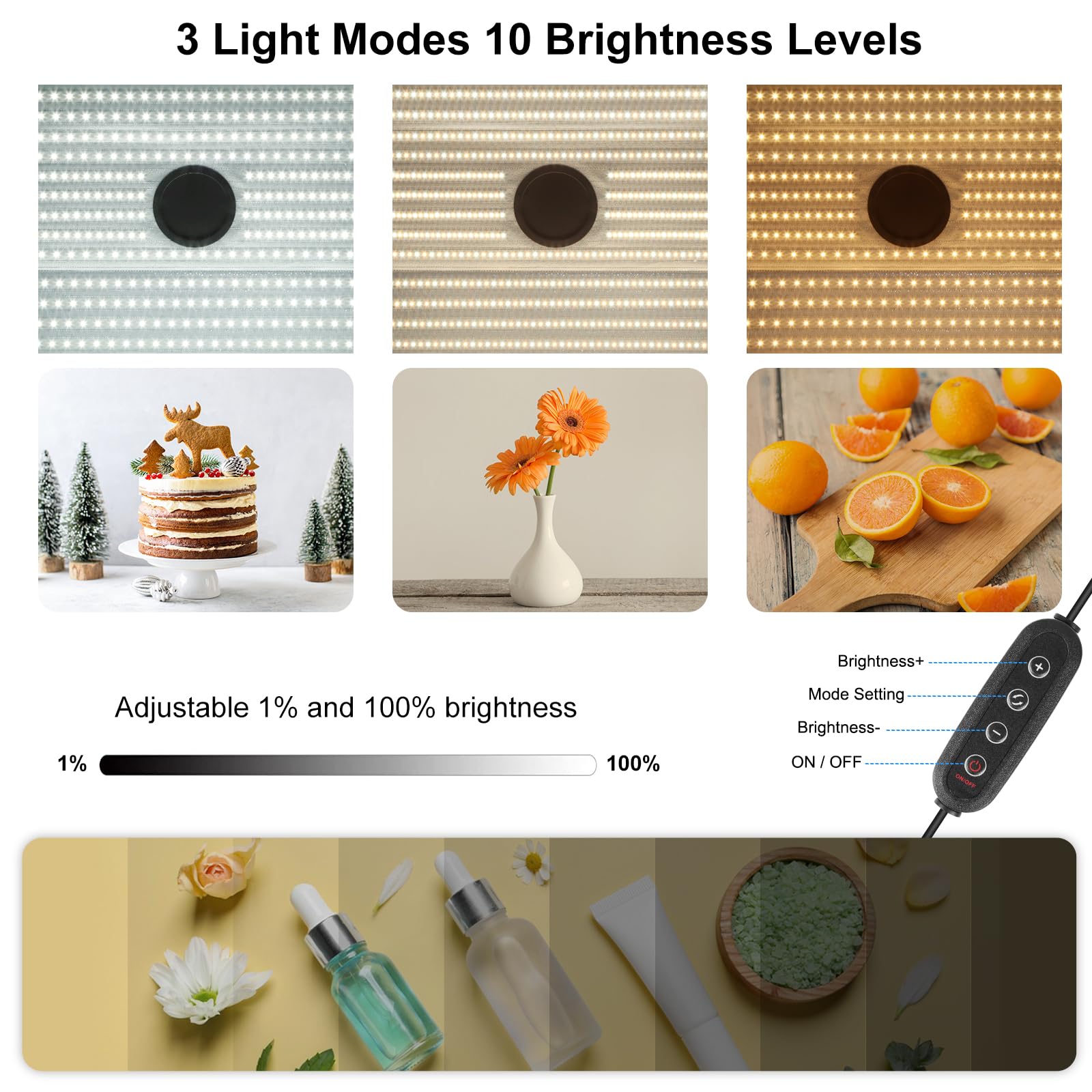 PULUZ Studio Photo Box Portatile 60x40X50cm, Scatole di Luce Kit con Temperature di 3 Colori Regolabili 672pcs LED & 4 PVC Sfondi per Fotografia Prodotti