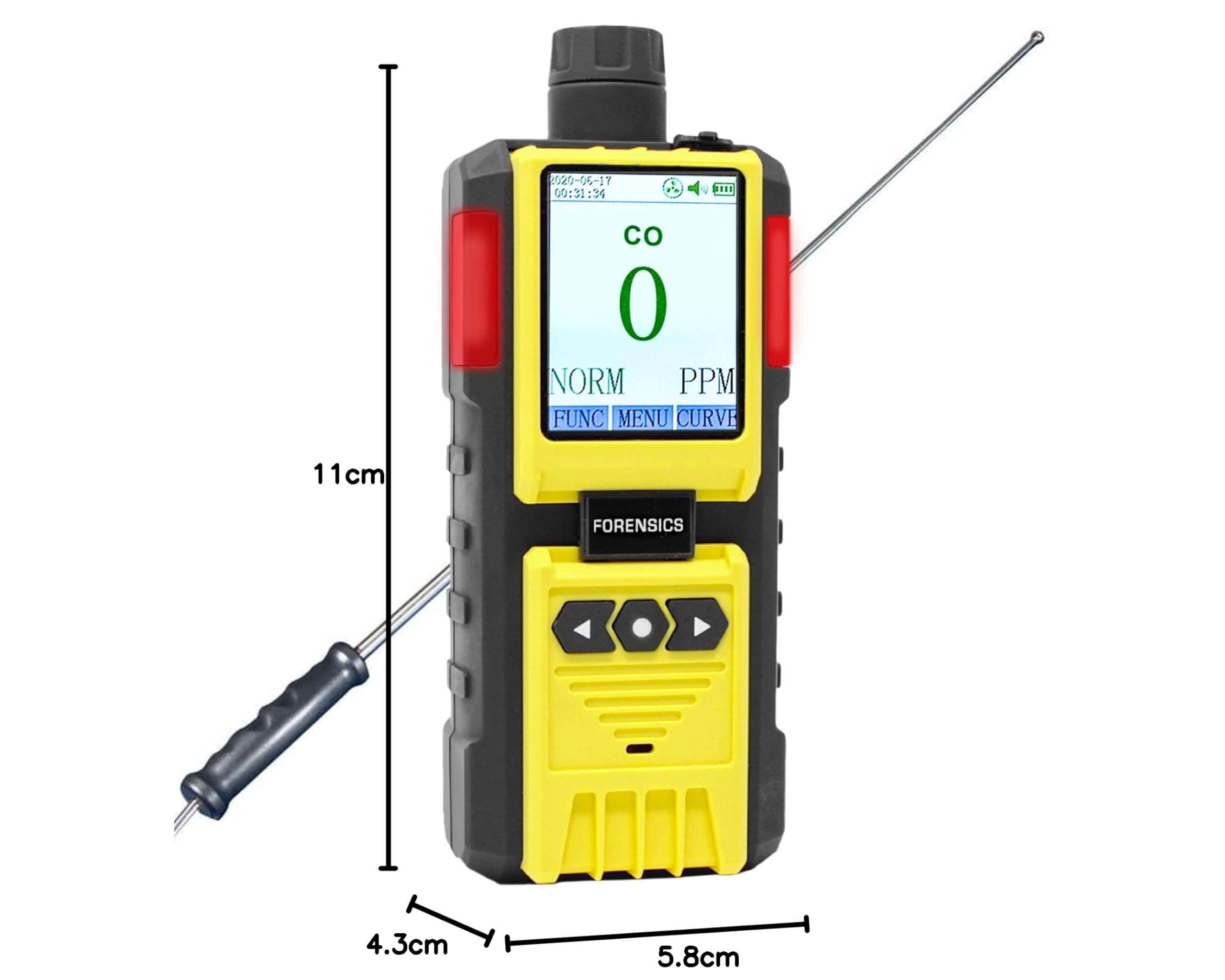 Rilevatore di Monossido di Carbonio per Ispettori by Forensics | Certificato di Calibrazione EU & USA | Pompa Integrata e Sonda da 4 ft |