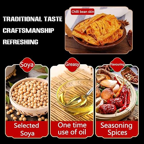 Miniatura 4 de 7.58 oz Latiao Picante Mano Triturado Frijol Cáscara Chile Snacks Picantes y salados, Snacks para antojos Picante Strip La Tatiao Tofu Skin Snacks