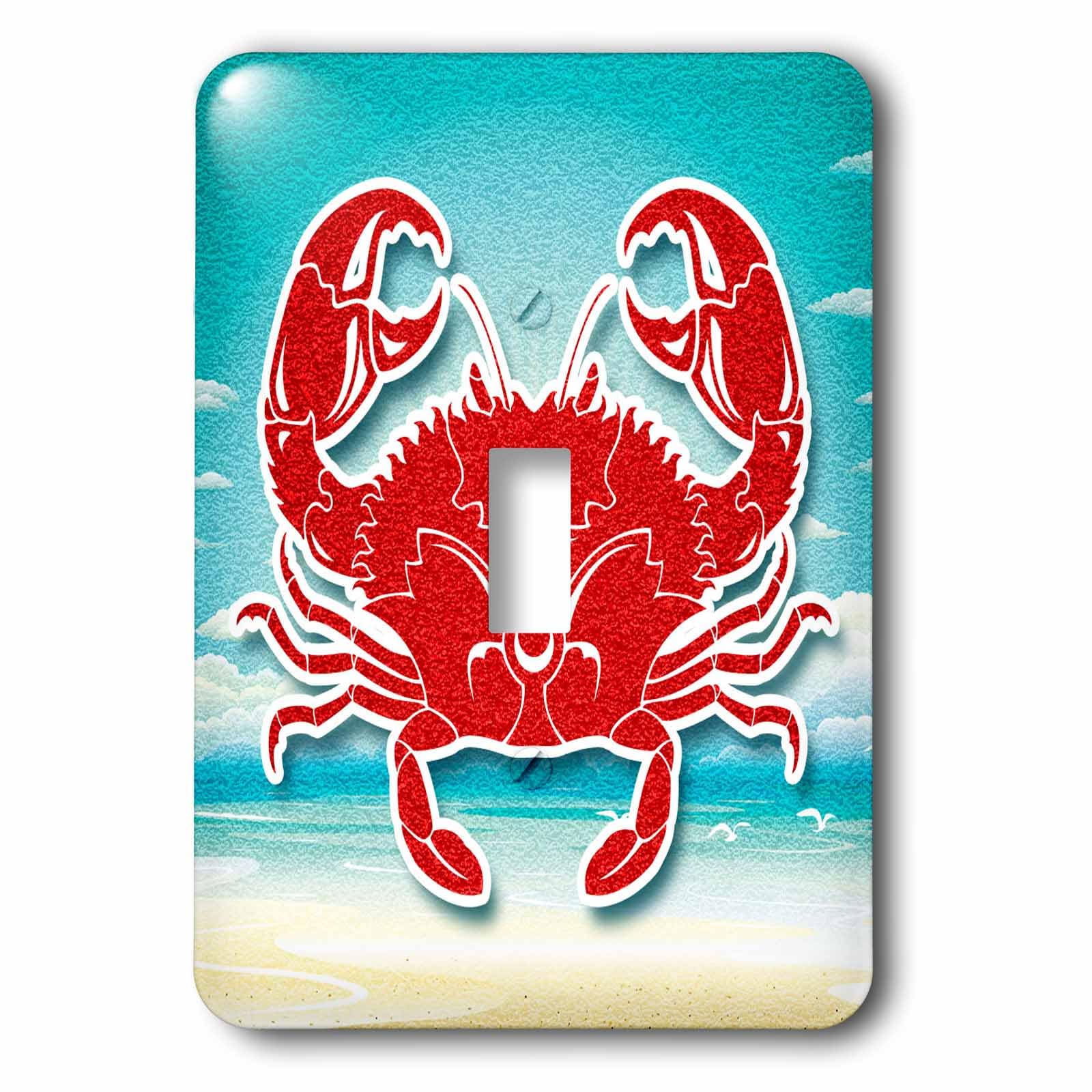 Interruptor de palanca individual multicolor con dibujo de cangrejo y playa océano