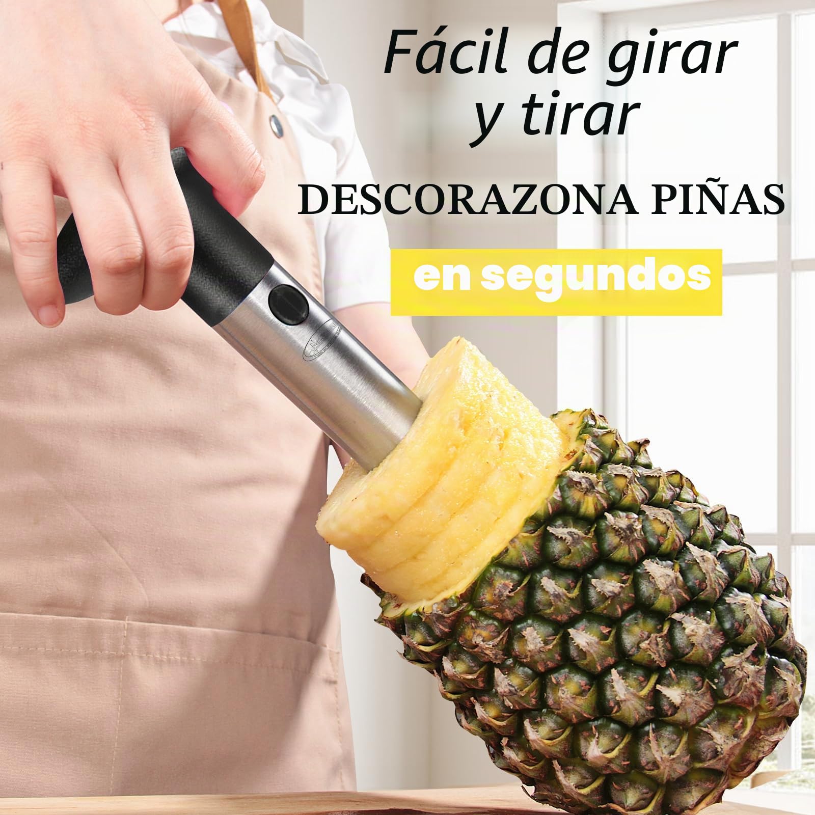 Newness Cortador de Piña de Acero Inoxidable,pelador de piña, Herramienta para el hogar y la Cocina con Cuchilla Afilada para Anillos de Frutas dicadas, [Mejorada, Reforzada, Gruesa]