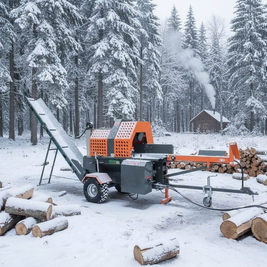 Portable Electric Log Splitter with Wheels, Heavy-Duty Firewood Cutting Machine, Mobile Wood Splitting Equipment for Home Use