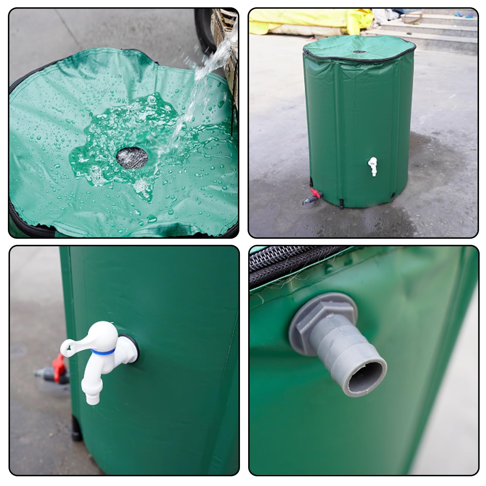 Barril De Agua, Bajante For Sistema De Recolección De Agua De Lluvia, Revestimiento De PVC For Jardín, Colector De Agua De Lluvia De Canalones, For Terrazas, Patios(200L)