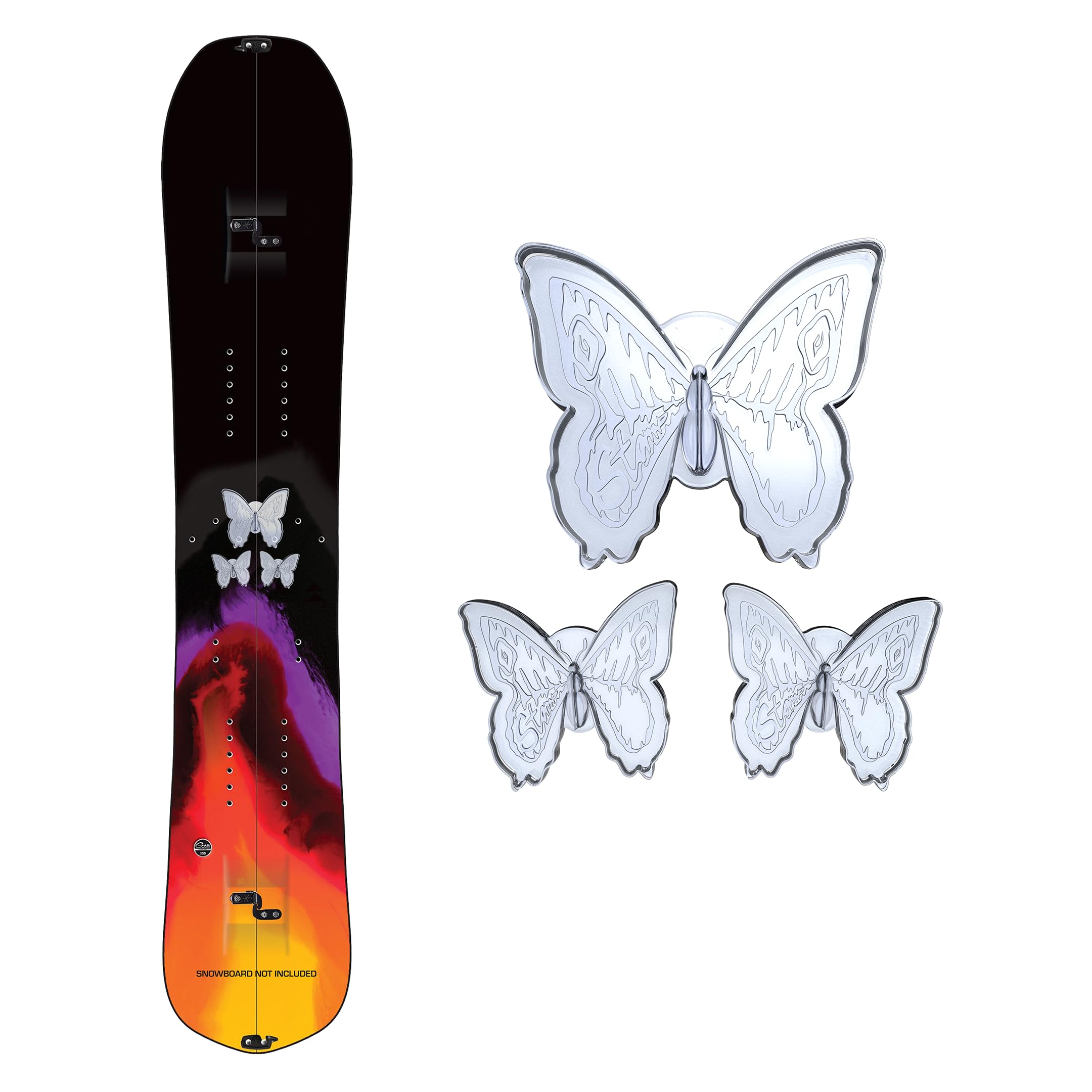 Stompgrip Premium Snowboard Stomp Pad | Butterflies | 3D Collection | 3D Decal | Clear