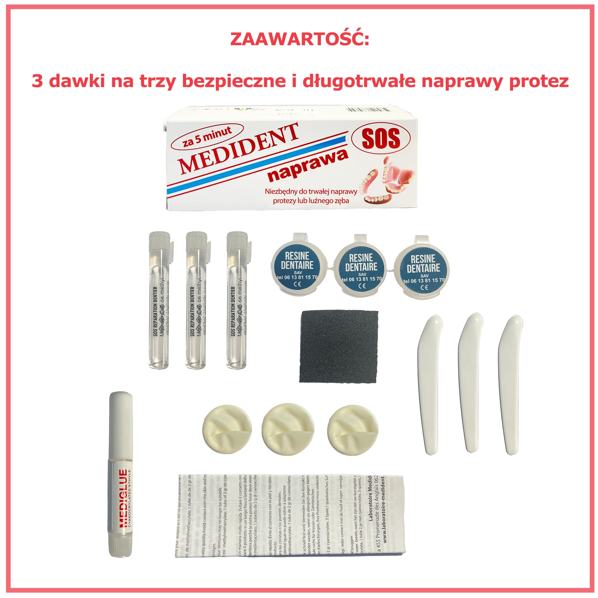 ZESTAW SOS NAPRAWA ZÓBKA Napraw złamaną protezę samodzielnie