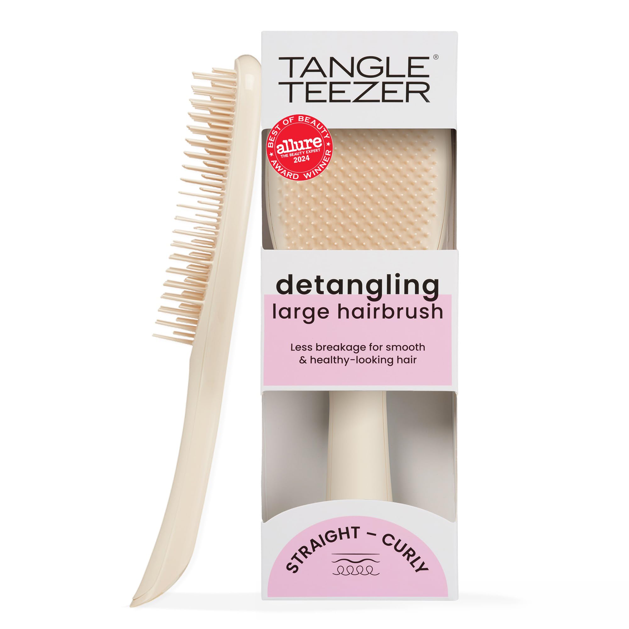 Tangle Teezer Large Ultimate Detangler Hairbrush - For Wet & Dry Hair - Detangling Brush for Thick, Curly & Long Hair - Two-Tiered Teeth Reduce Breakage & Eliminate Knots - Large Paddle - Cappuccino