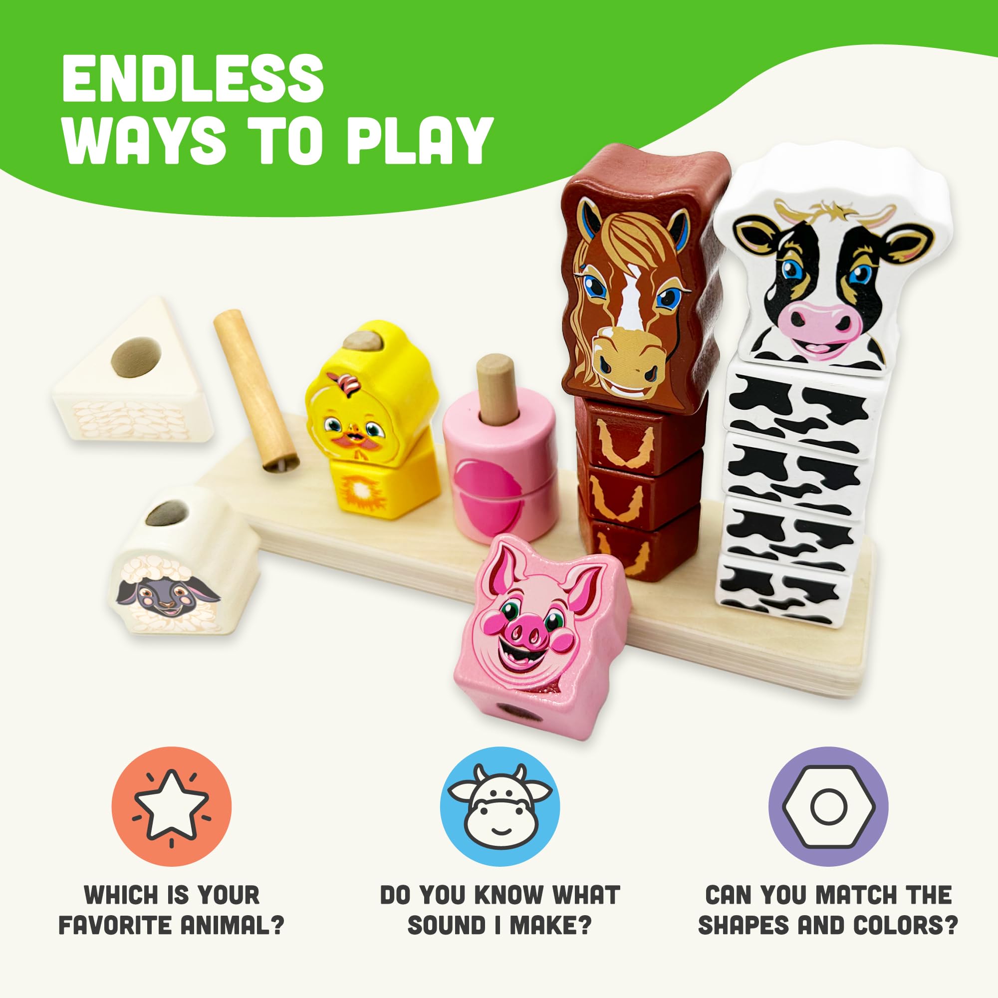 Amazon.com: Big Discoveries Stacker - Animal Block Stacking Puzzle