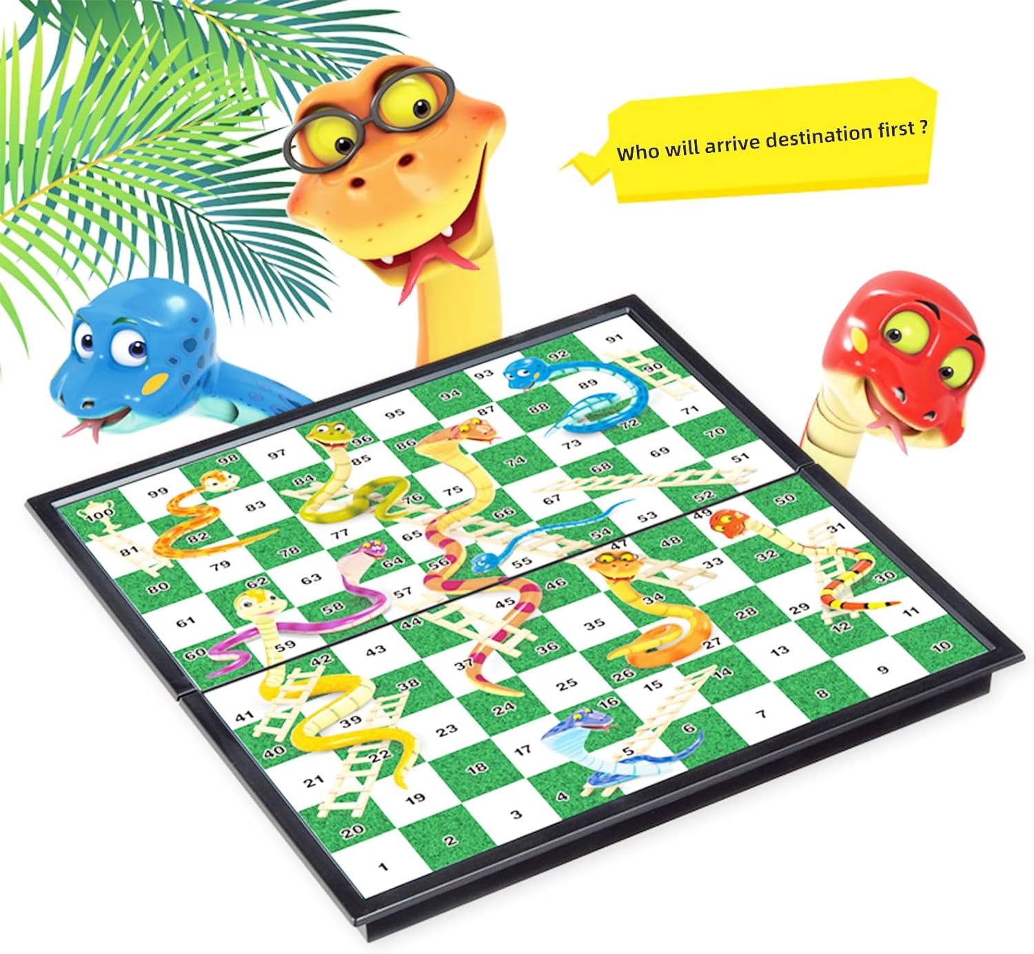 Travel Board Games Small Magnetic Snakes and Ladders Board Game 9.7 Inches Portable Folding Board