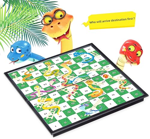 Miniatura 2 de Juegos de mesa de viaje Pequeñas serpientes magnéticas y escaleras Juego de mesa 9.7 pulgadas Tablero plegable portátil