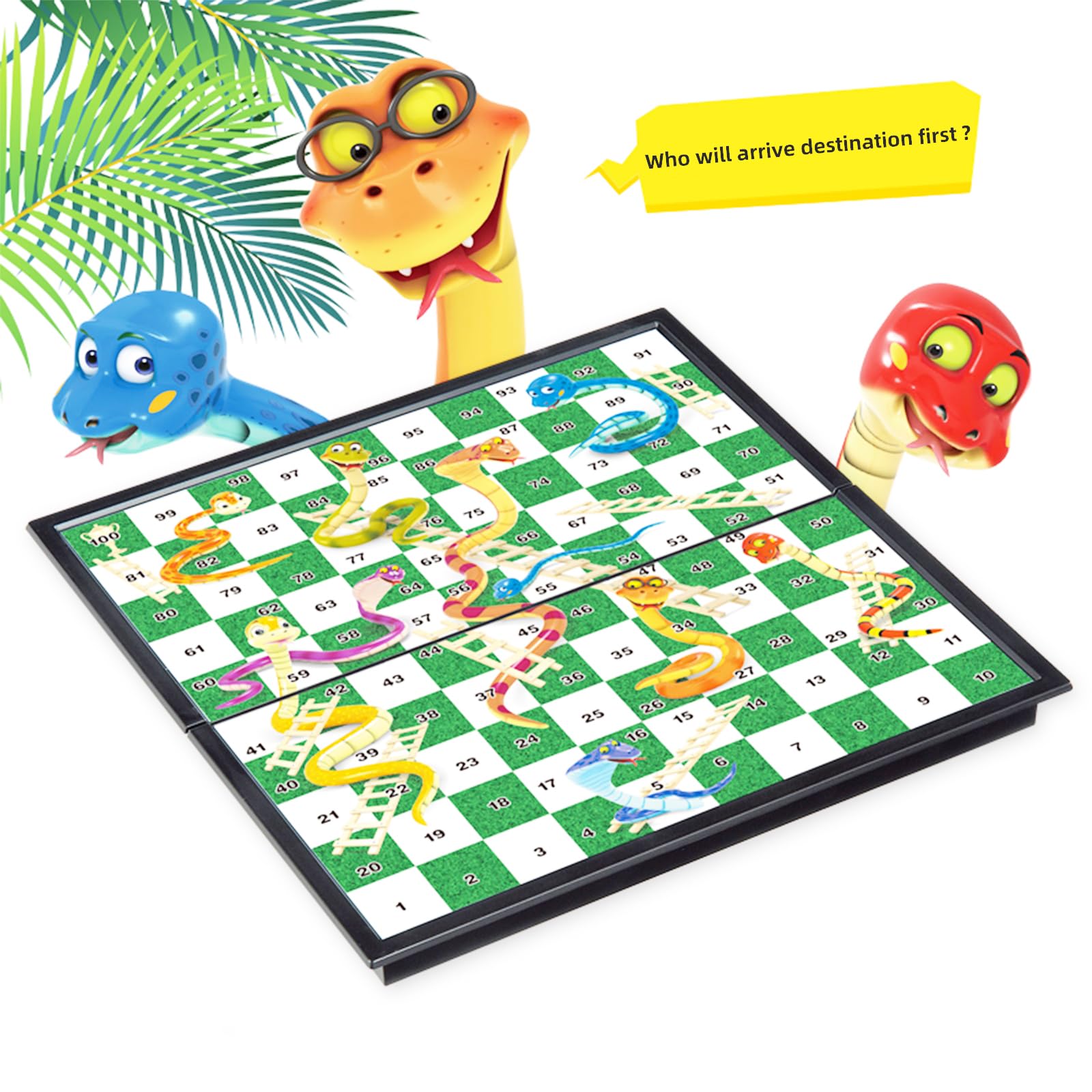 Juegos de mesa de viaje Pequeñas serpientes magnéticas y escaleras Juego de mesa 9.7 pulgadas Tablero plegable portátil 2