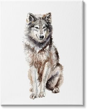 Stupell Industries Arctic Wolf Childrens Nursery Animal Watercolor Painting, Design by Fox Hollow Studios