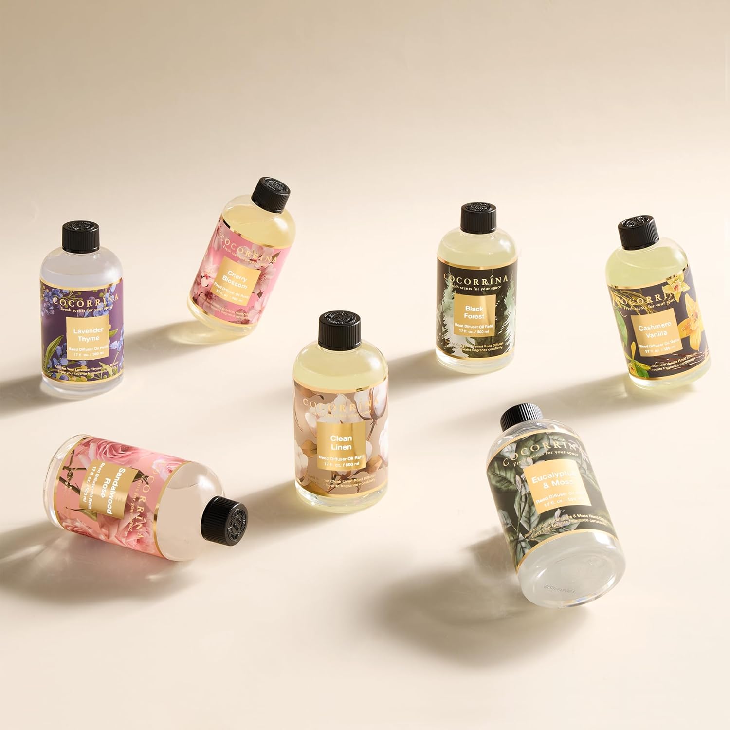 Cocorrína Reed Diffuser Refill Sandalwood Rose 17oz (500ml) with 8 Sticks - Premium Long-Lasting Floral Essential Oil, Home Fragrance for Bedroom, Bathroom Home Decor - Image 7