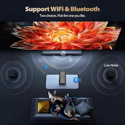 Miniatura 7 de Proyector inteligente con WiFi y Bluetooth, compatible con 4K, proyector portátil para exteriores, 200 lúmenes ANSI, soporte giratorio de 210,