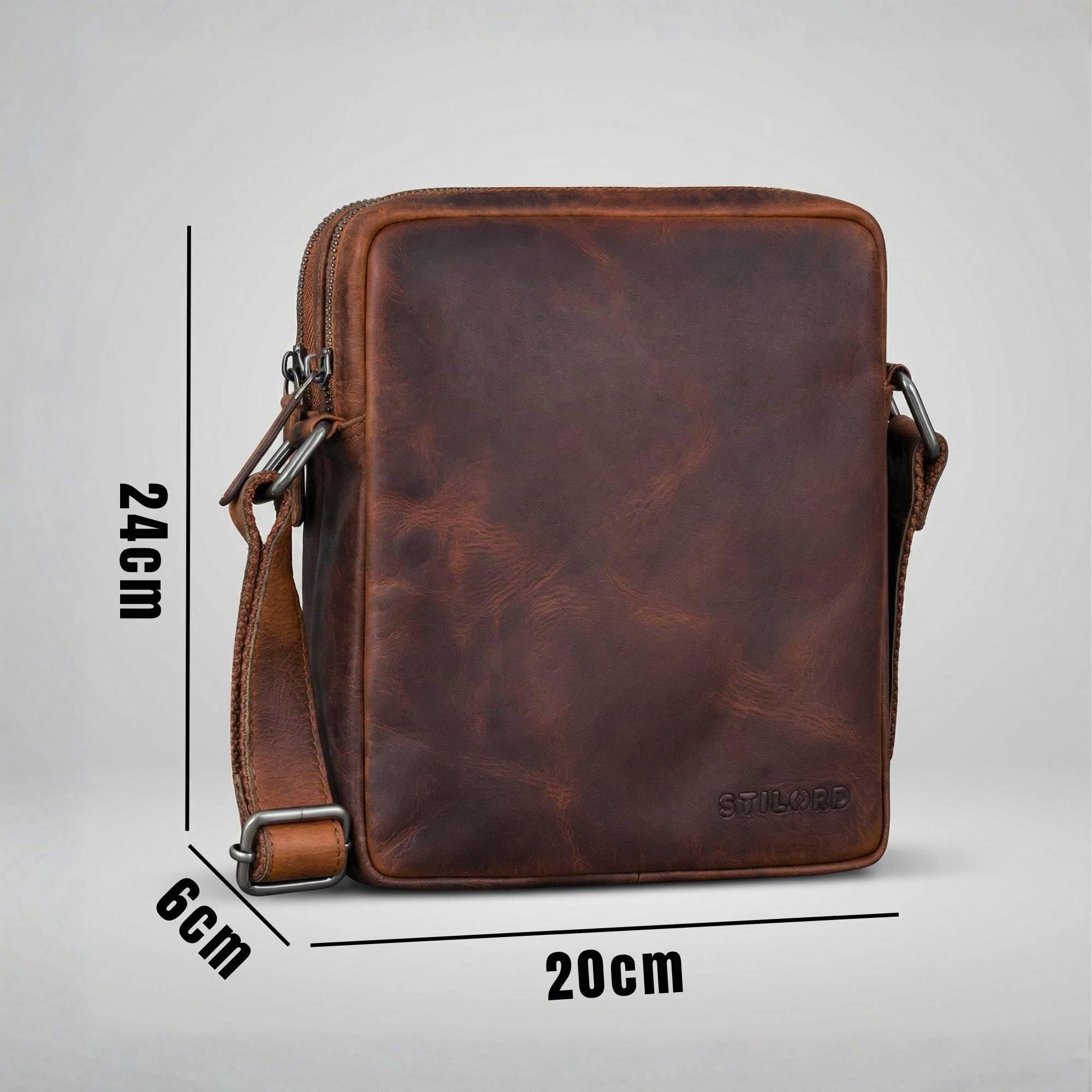 STILORD "Zander Kleine Leder Umhängetasche Herren Schultertasche Echt Leder-Tasche - Crossbody Bag Herrentasche zum Umhängen Messenger Bag Männerhandtasche für 8” Tablet Farbe:schwarz