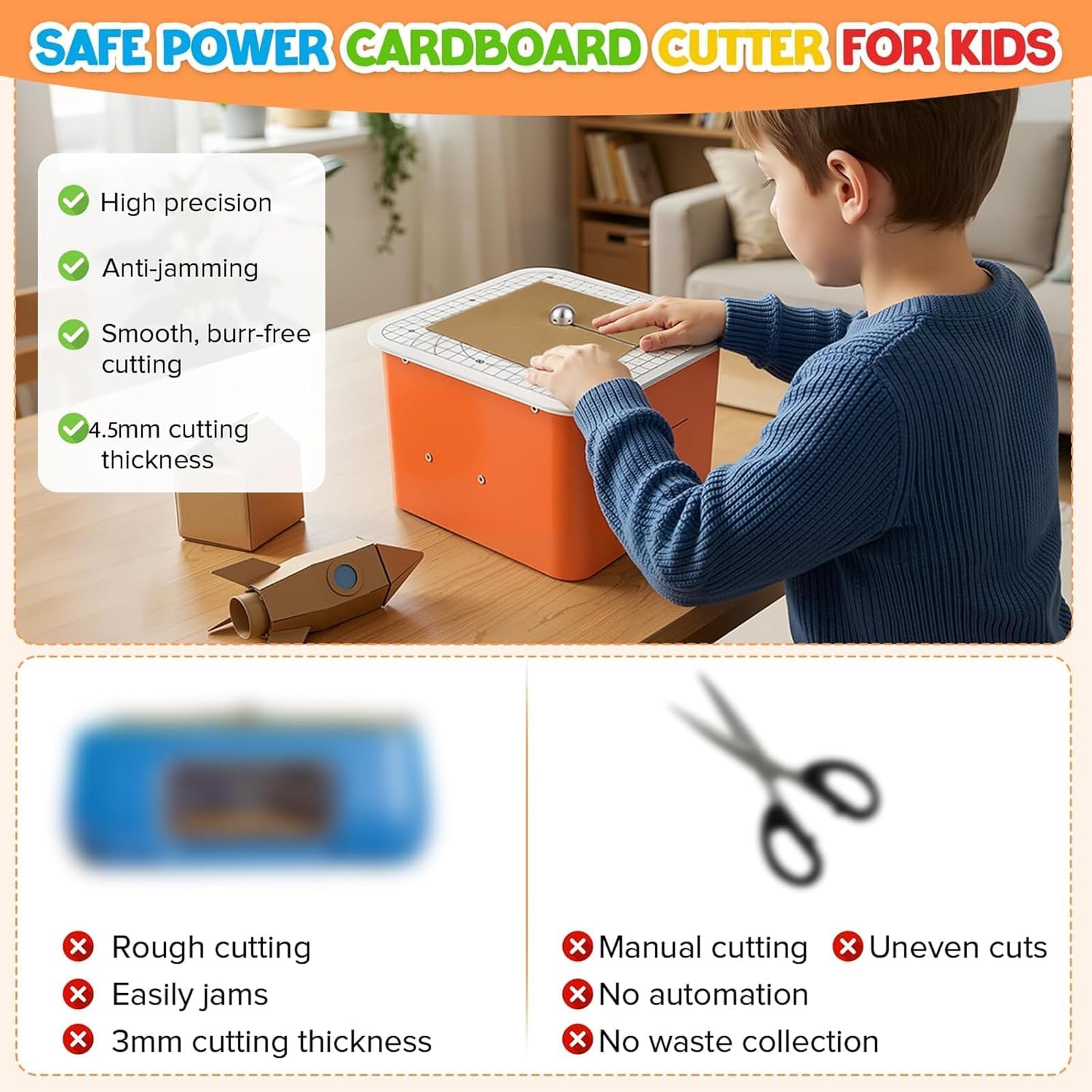 Coupe-Carton Sécurisé Pour Enfants,"Chomp Saw" Sans Lame 45W,Découpe Précise Du Carton De 4Mm, Outil Stem Pour Modèles 3d Et Projets Scolaires