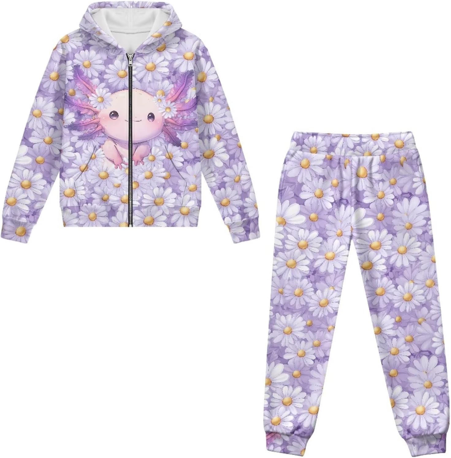 Biyejit Girls 2 Piece Tracksuit Athletic Sweatsuits Sets Full Zip Hooded Sweatshirt and Jogger Sweatpants Clothing Sets