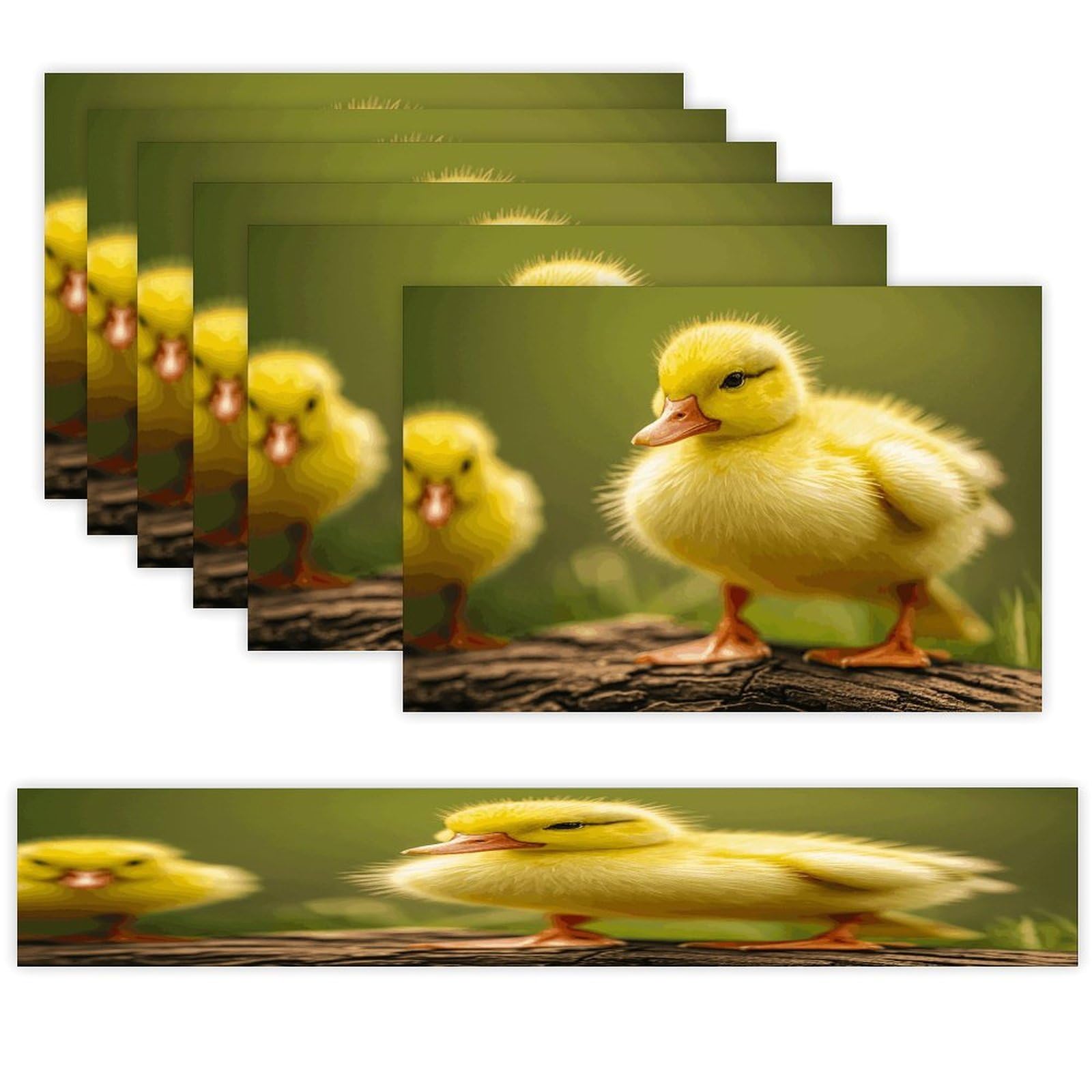 Cute Ducks Table Runner and Placemats Set of 7 Linen Table Mat Non-Slip Place Mats Washable Placemat Heat Resistant Place Mat with Table Runner for Party Dining Decor