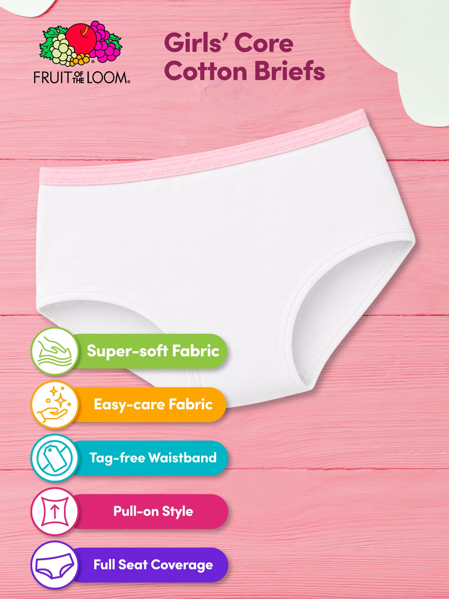 Fruit of the Loom Majtki bawełniane dziewczęce wielopak