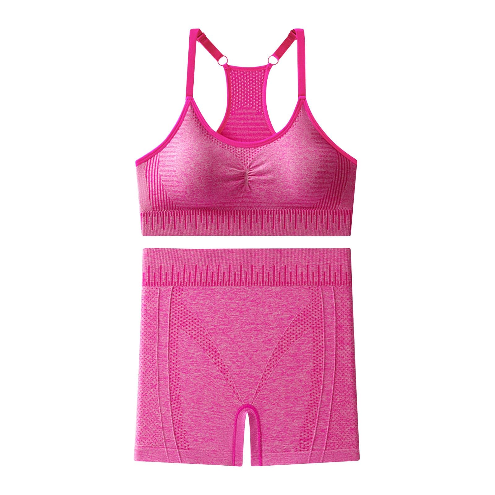 HGps8w Workout Sets for Women Two Piece Outfits - Racerback Sports Bra Seamless High Waisted Biker Shorts Yoga