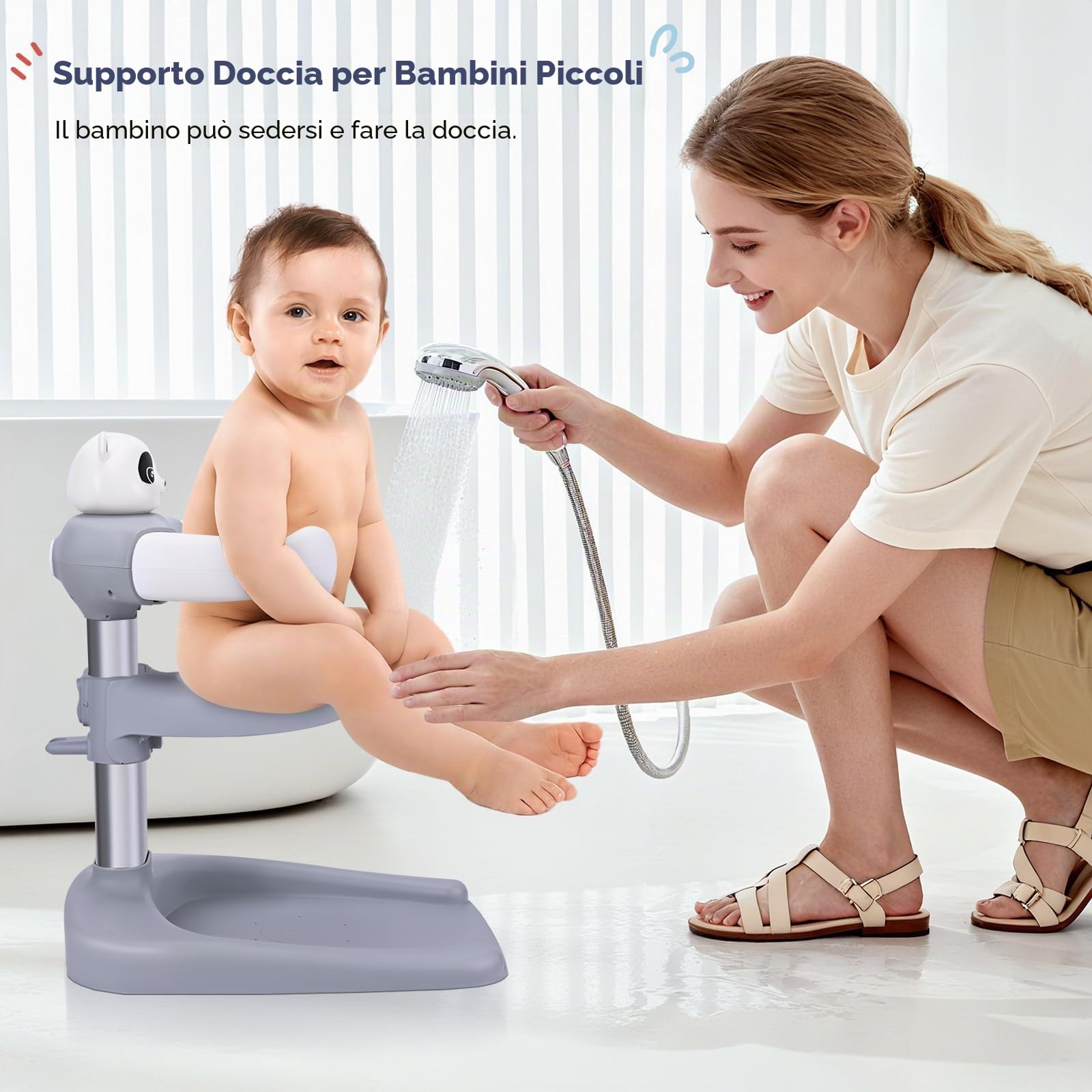 Supporto Doccia Bambini In Piedi, torre da bagno regolabile per bambini per alzarsi in piedi per alzarsi in piedi,Maniglia di Sicurezza per Bambini da 8 a 36 Mesi,per neonati e bambino